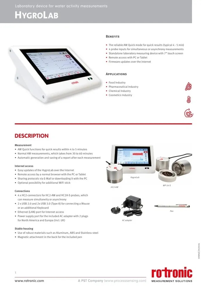 Rotronic HygroLab Water Activity Indicator