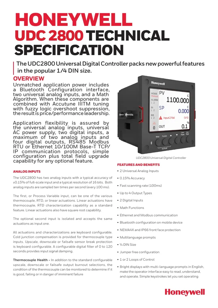 Honeywell UDC2800 Digital Controller